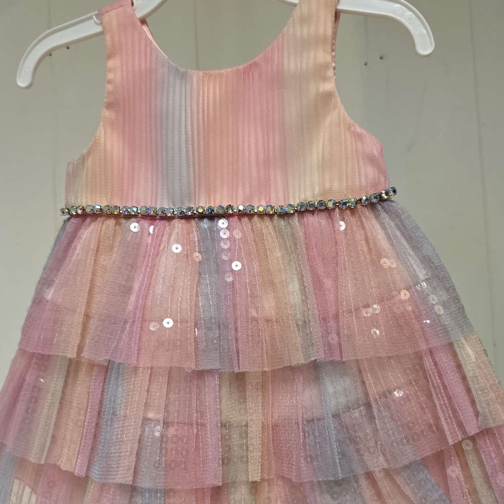 Elegant Pink and Gray Kids Formal Dress